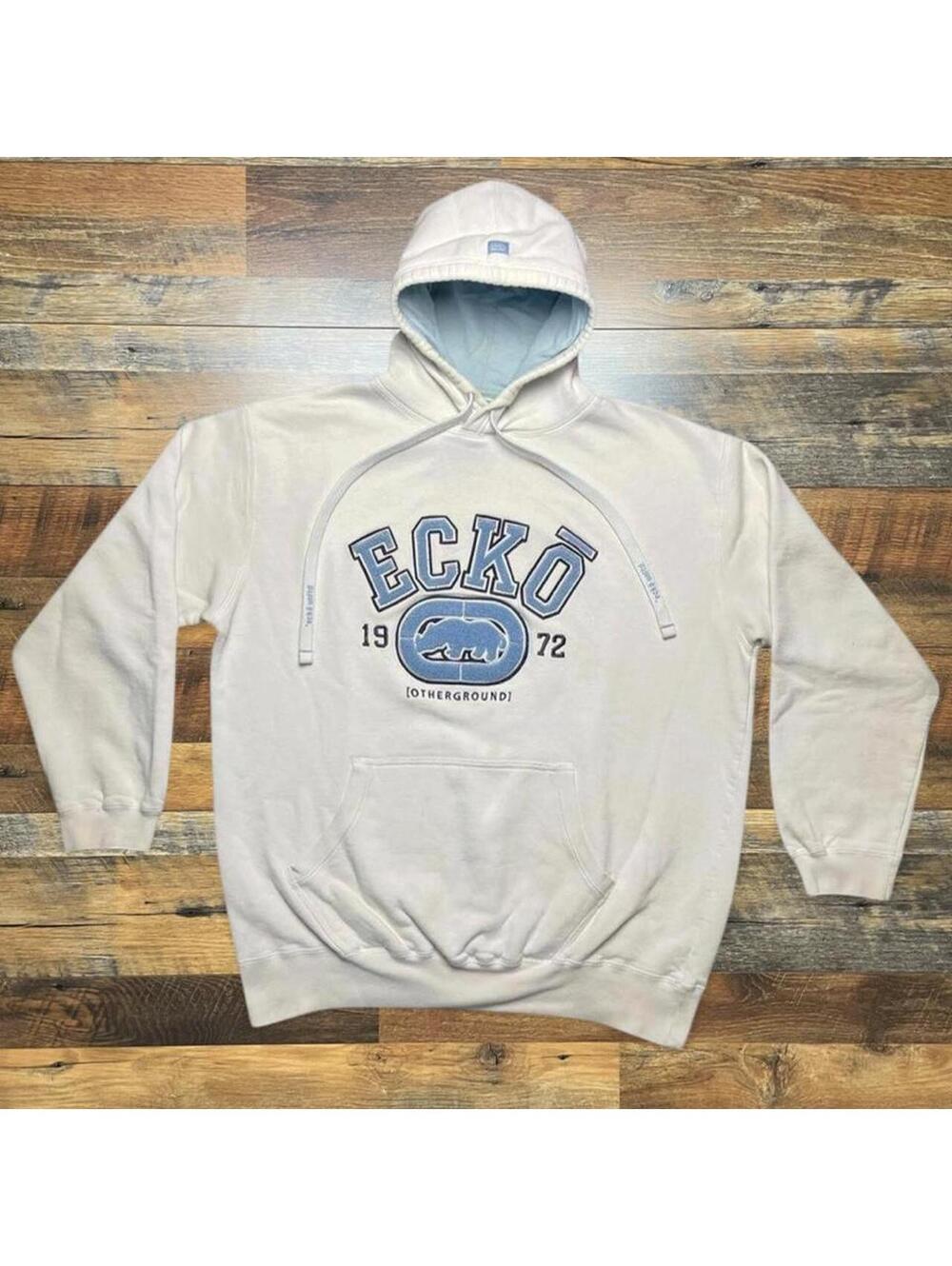 Y2K Ecko Unltd. Pullover White Sweatshirt Hoodie Mens Medium